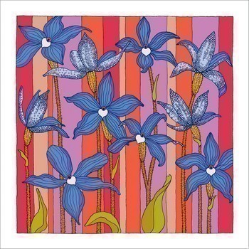 Blue China Orchids Flowers Native Plant Greeting Card