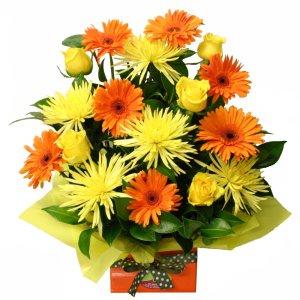 Colorful orange and yellow flowers in a beautiful arrangement