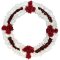 Elegant sympathy wreath adorned with red and white flowers