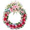 A sympathy wreath adorned with delicate flowers and leaves, symbolizing condolences and remembrance