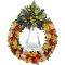 Sympathy wreath with colorful blooms